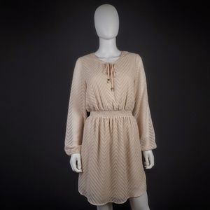 Daniel Rainn M Cream Chevron Swiss Dot Dress